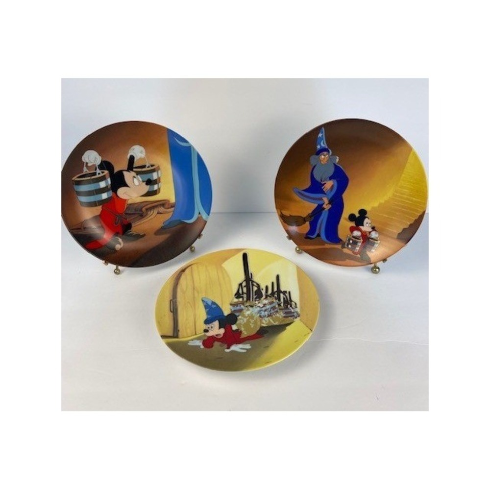 Disney Fantasia 50th Anniversary Knowles Collector Plates Set of 3 Mickey Mouse